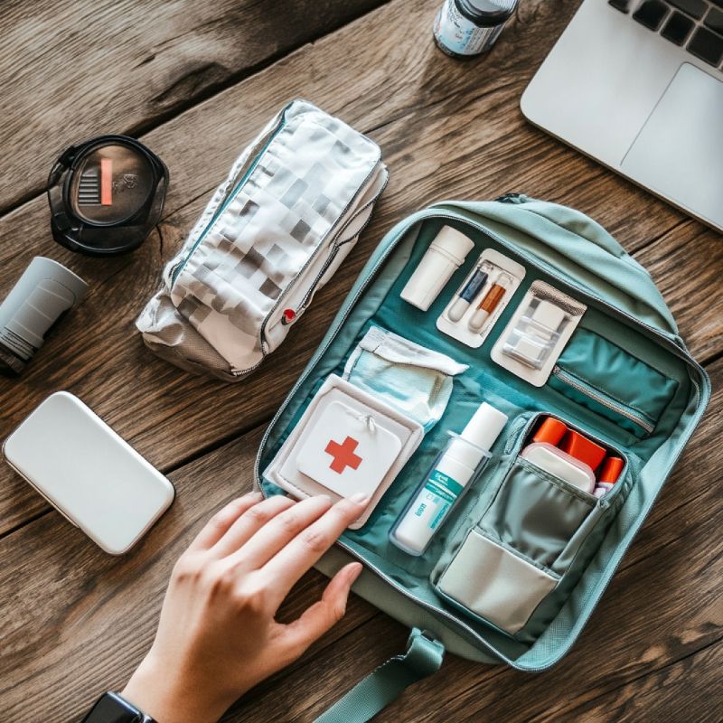 Travel first aid kit with medications